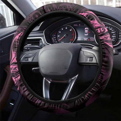 New Zealand Lawn Bowls Steering Wheel Cover Pink Maori Warrior Tribal Silver Fern - Aussie Hoodie