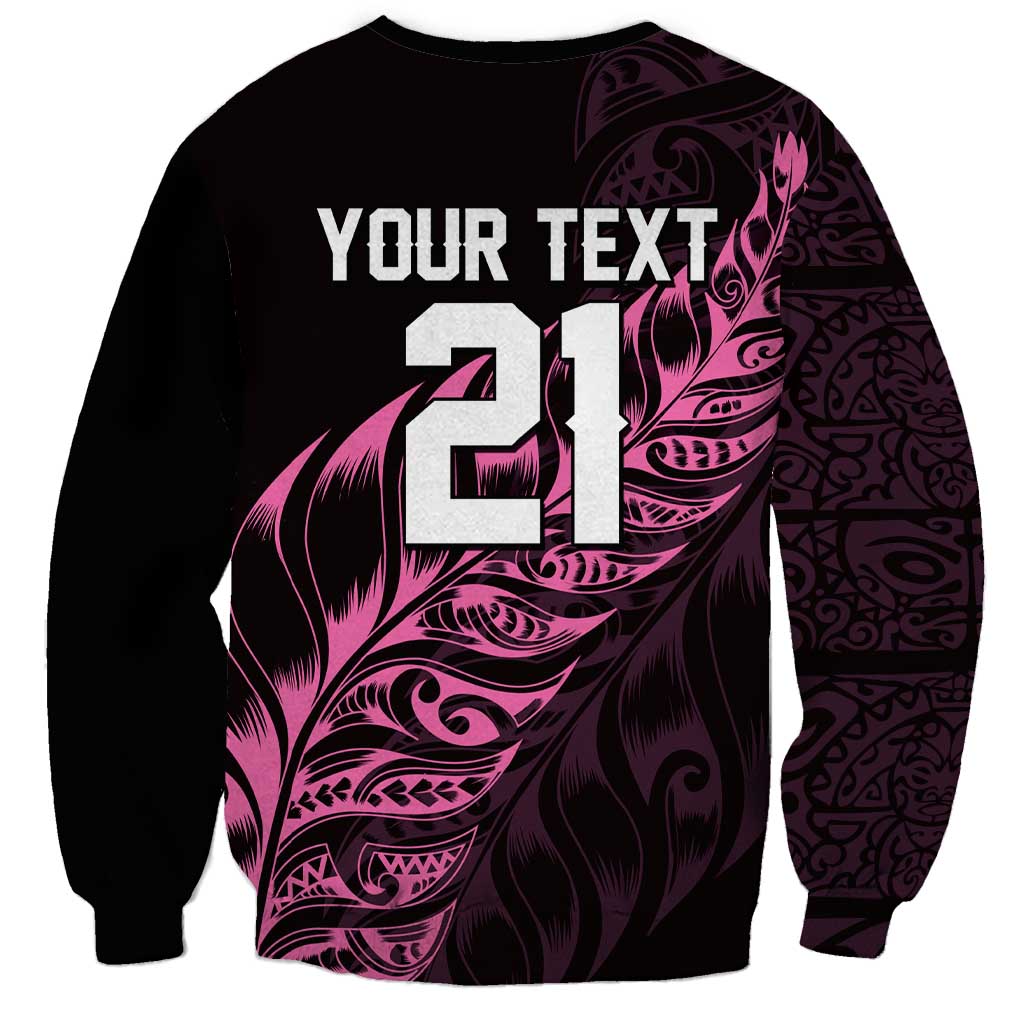 New Zealand Lawn Bowls Custom Sweatshirt Pink Maori Warrior Tribal Silver Fern - Aussie Hoodie