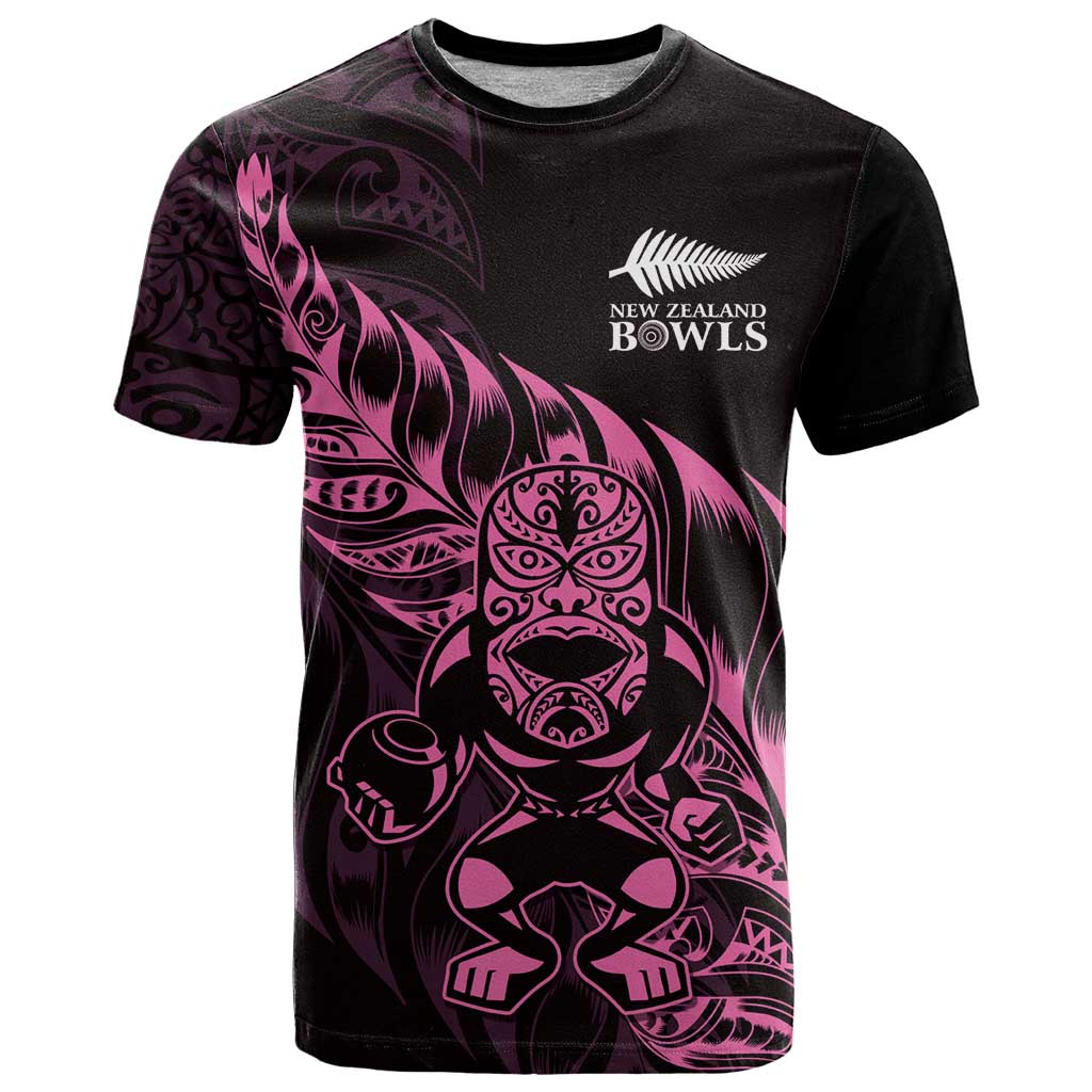 New Zealand Lawn Bowls Custom T Shirt Pink Maori Warrior Tribal Silver Fern - Aussie Hoodie