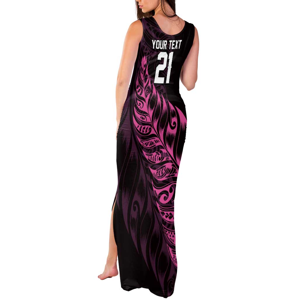 New Zealand Lawn Bowls Custom Tank Maxi Dress Pink Maori Warrior Tribal Silver Fern - Aussie Hoodie