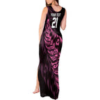 New Zealand Lawn Bowls Custom Tank Maxi Dress Pink Maori Warrior Tribal Silver Fern - Aussie Hoodie