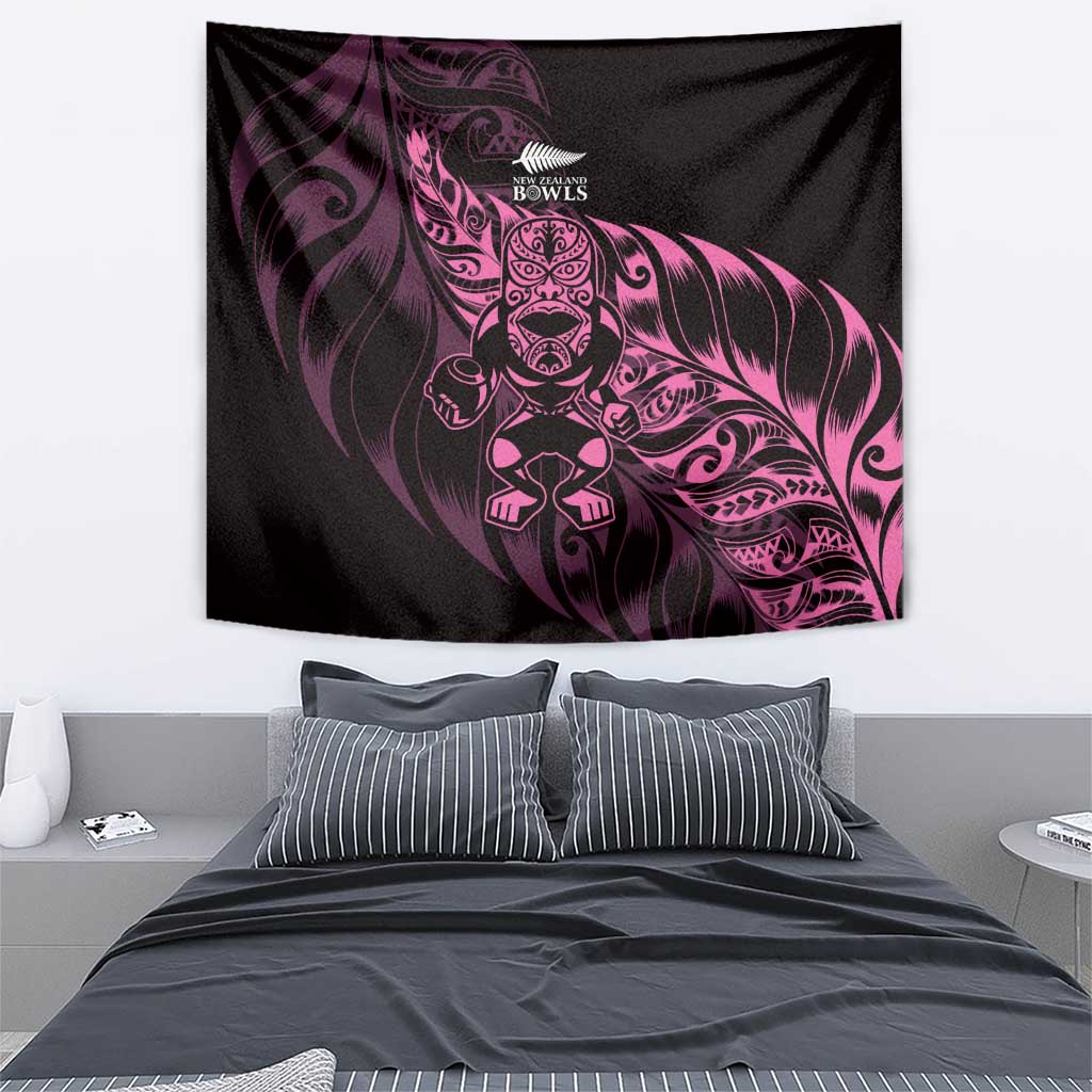 New Zealand Lawn Bowls Tapestry Pink Maori Warrior Tribal Silver Fern - Aussie Hoodie