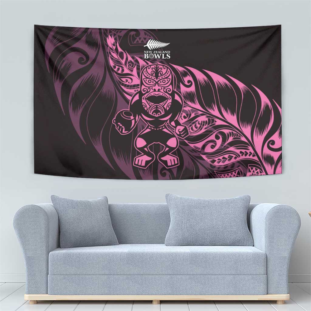 New Zealand Lawn Bowls Tapestry Pink Maori Warrior Tribal Silver Fern - Aussie Hoodie