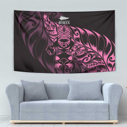 New Zealand Lawn Bowls Tapestry Pink Maori Warrior Tribal Silver Fern - Aussie Hoodie