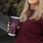 New Zealand Lawn Bowls Custom Tumbler Cup Pink Maori Warrior Tribal Silver Fern - Aussie Hoodie