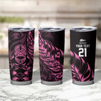 New Zealand Lawn Bowls Custom Tumbler Cup Pink Maori Warrior Tribal Silver Fern - Aussie Hoodie