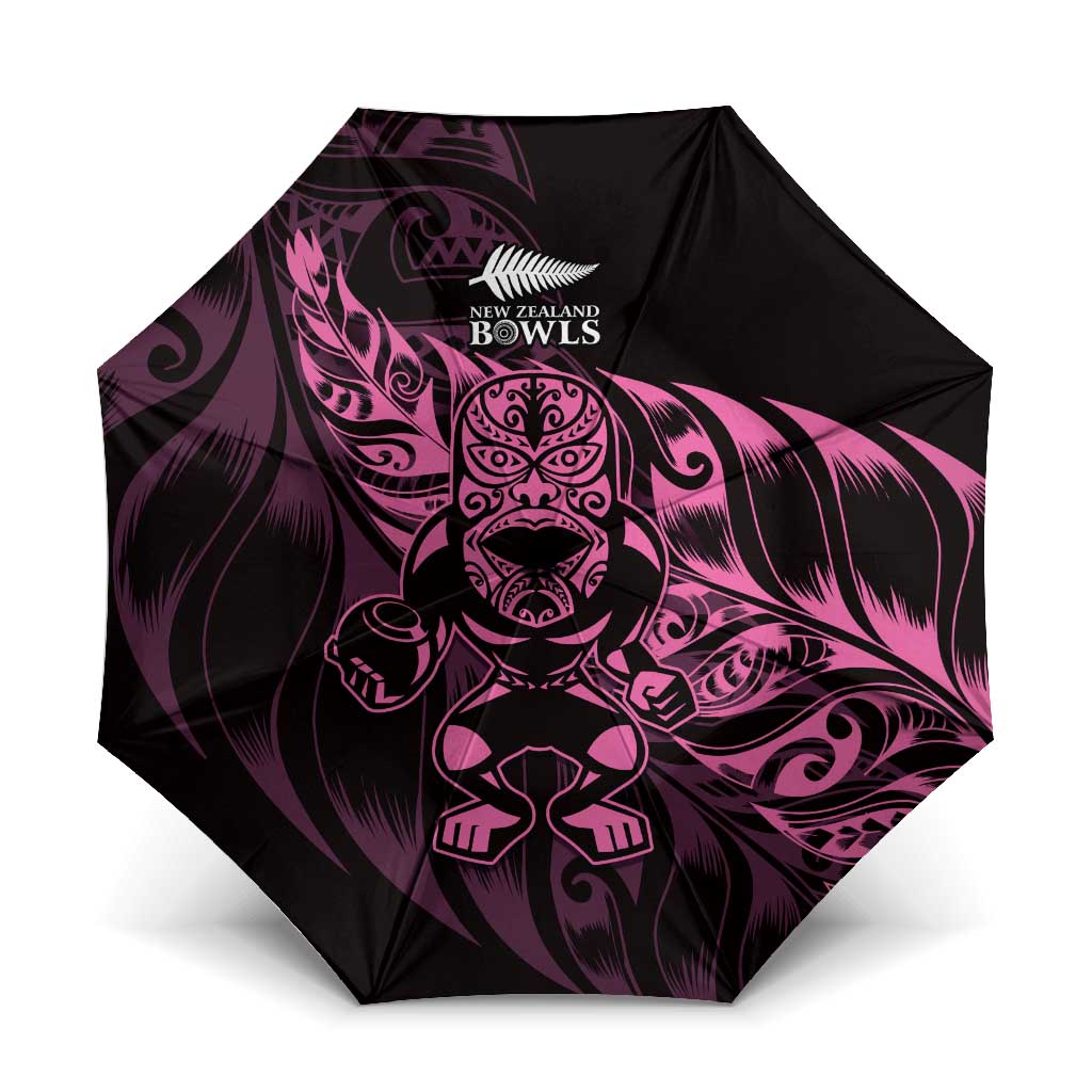 New Zealand Lawn Bowls Umbrella Pink Maori Warrior Tribal Silver Fern - Aussie Hoodie