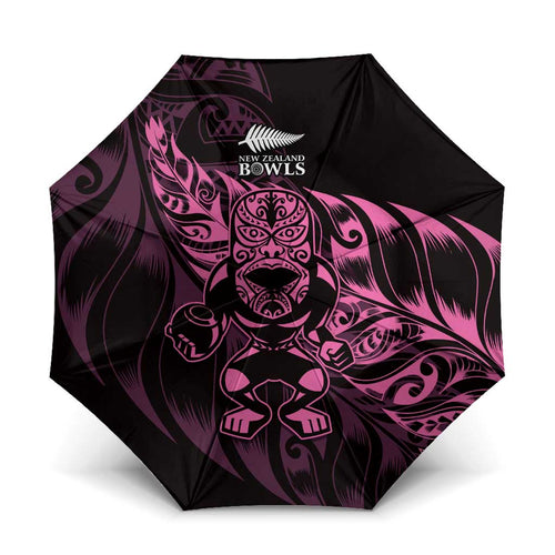 New Zealand Lawn Bowls Umbrella Pink Maori Warrior Tribal Silver Fern - Aussie Hoodie