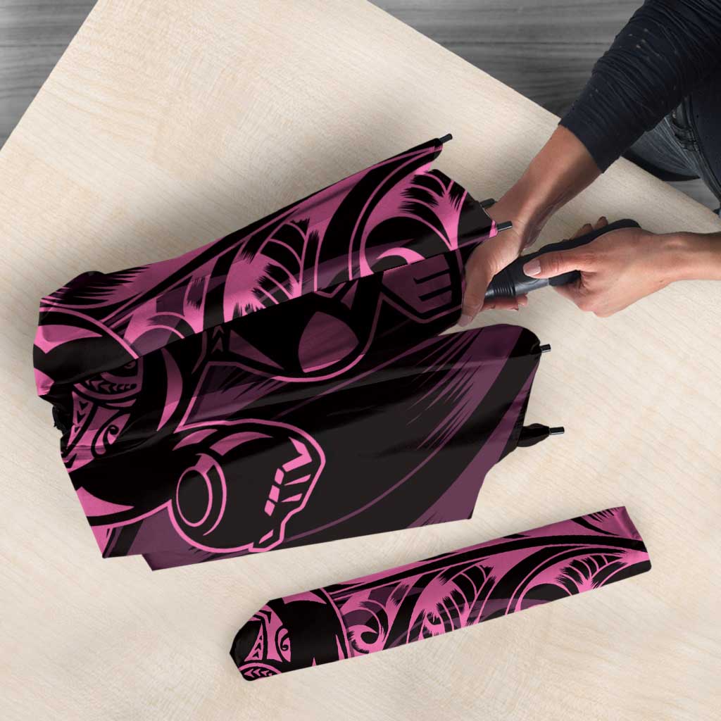 New Zealand Lawn Bowls Umbrella Pink Maori Warrior Tribal Silver Fern - Aussie Hoodie