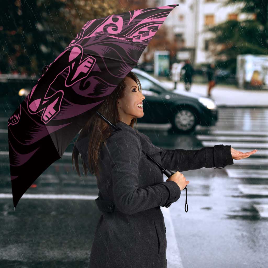 New Zealand Lawn Bowls Umbrella Pink Maori Warrior Tribal Silver Fern - Aussie Hoodie