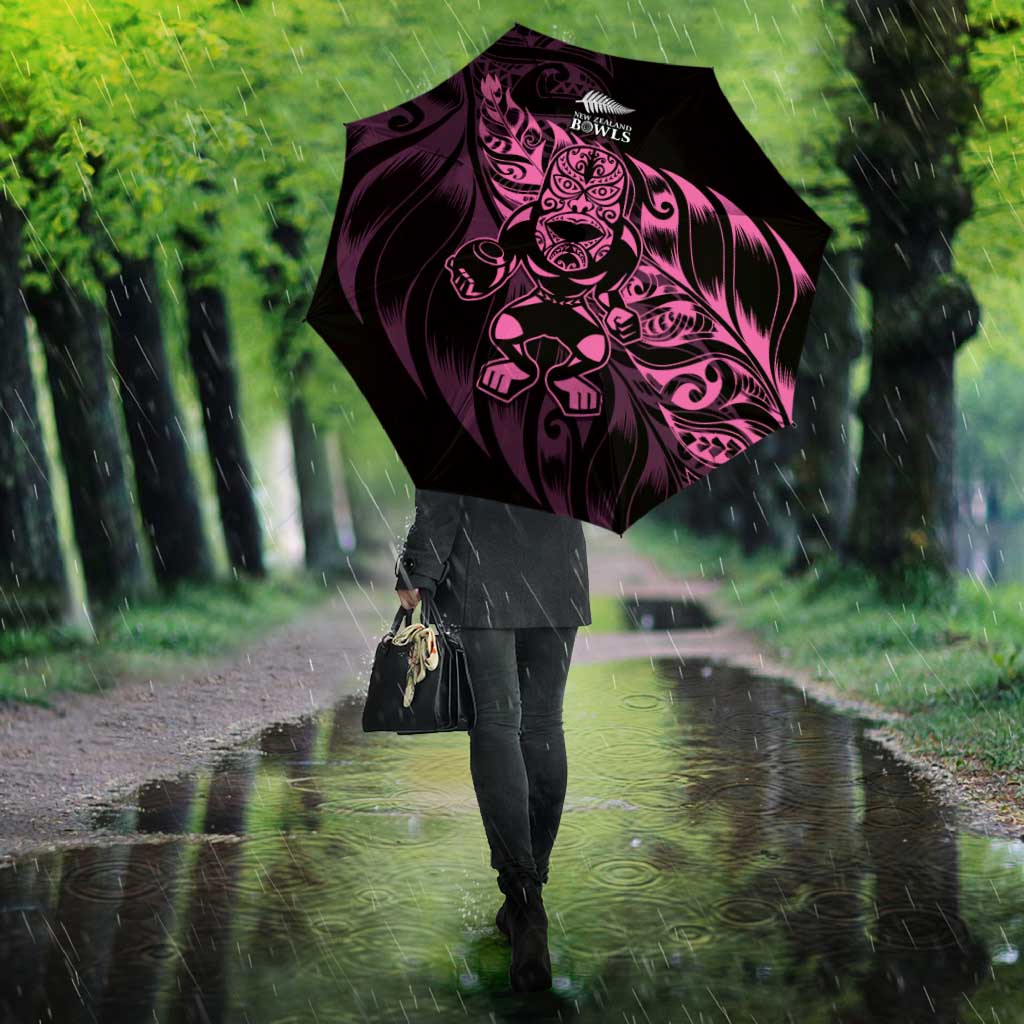 New Zealand Lawn Bowls Umbrella Pink Maori Warrior Tribal Silver Fern - Aussie Hoodie
