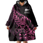 New Zealand Lawn Bowls Custom Wearable Blanket Hoodie Pink Maori Warrior Tribal Silver Fern - Aussie Hoodie