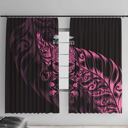 New Zealand Lawn Bowls Window Curtain Pink Maori Warrior Tribal Silver Fern - Aussie Hoodie