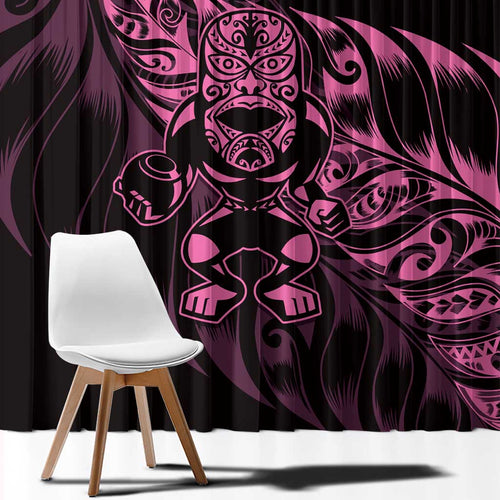 New Zealand Lawn Bowls Window Curtain Pink Maori Warrior Tribal Silver Fern - Aussie Hoodie