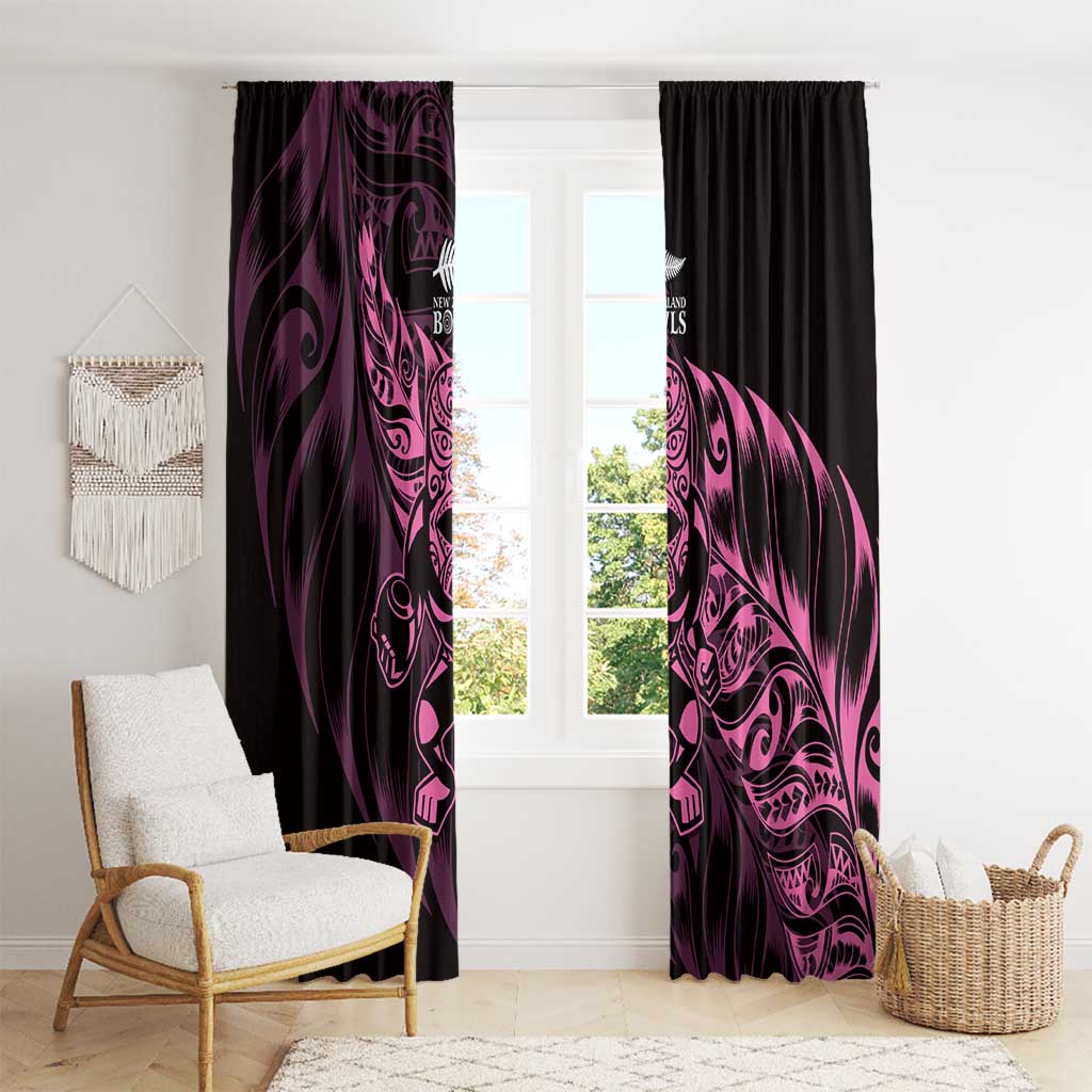 New Zealand Lawn Bowls Window Curtain Pink Maori Warrior Tribal Silver Fern - Aussie Hoodie