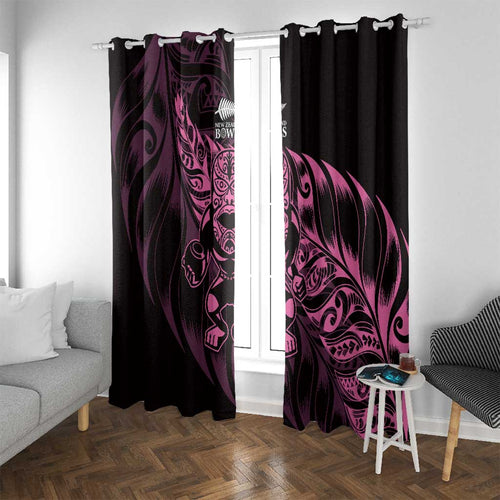 New Zealand Lawn Bowls Window Curtain Pink Maori Warrior Tribal Silver Fern - Aussie Hoodie