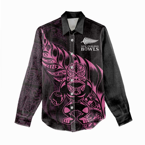 New Zealand Lawn Bowls Custom Women Casual Shirt Pink Maori Warrior Tribal Silver Fern - Aussie Hoodie