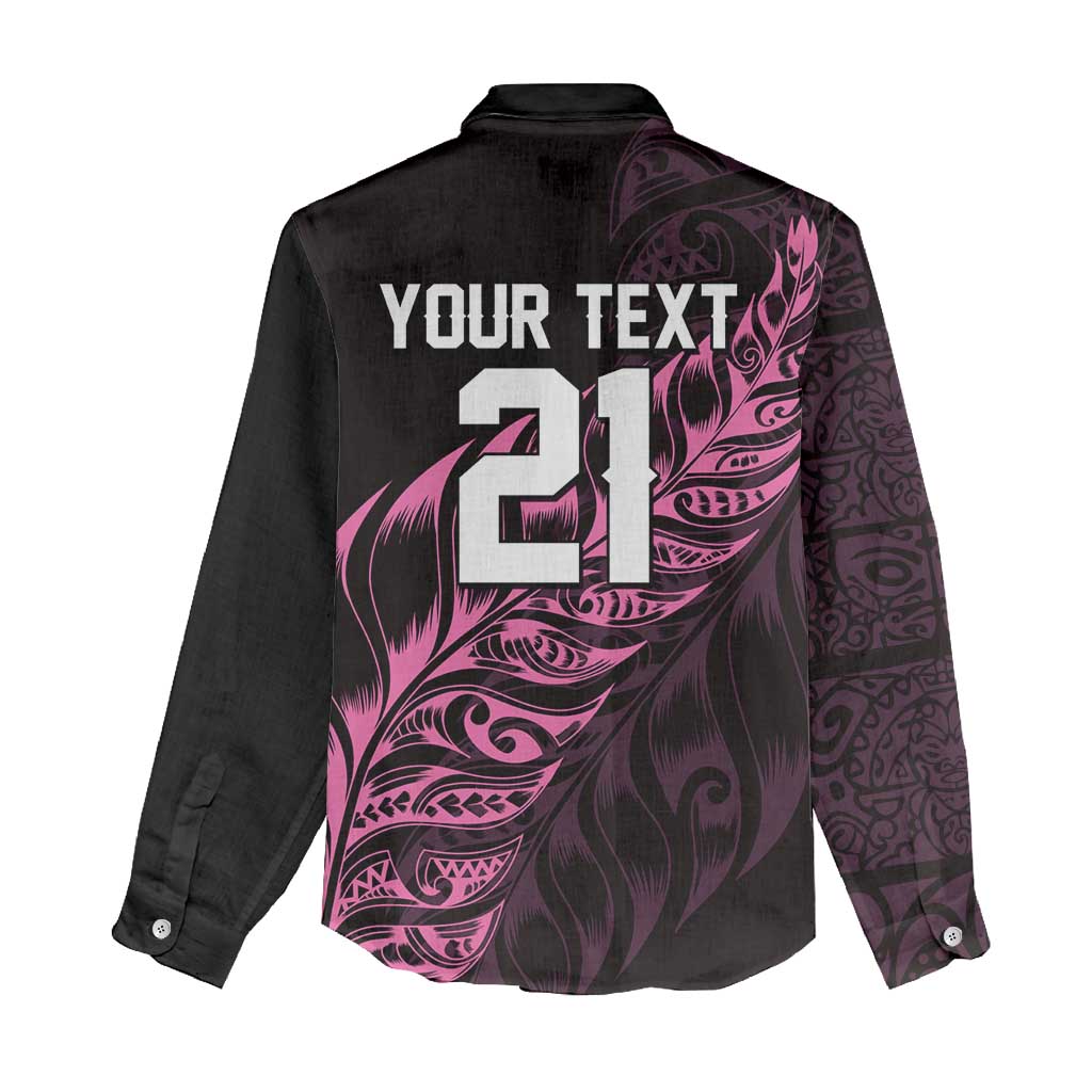 New Zealand Lawn Bowls Custom Women Casual Shirt Pink Maori Warrior Tribal Silver Fern - Aussie Hoodie