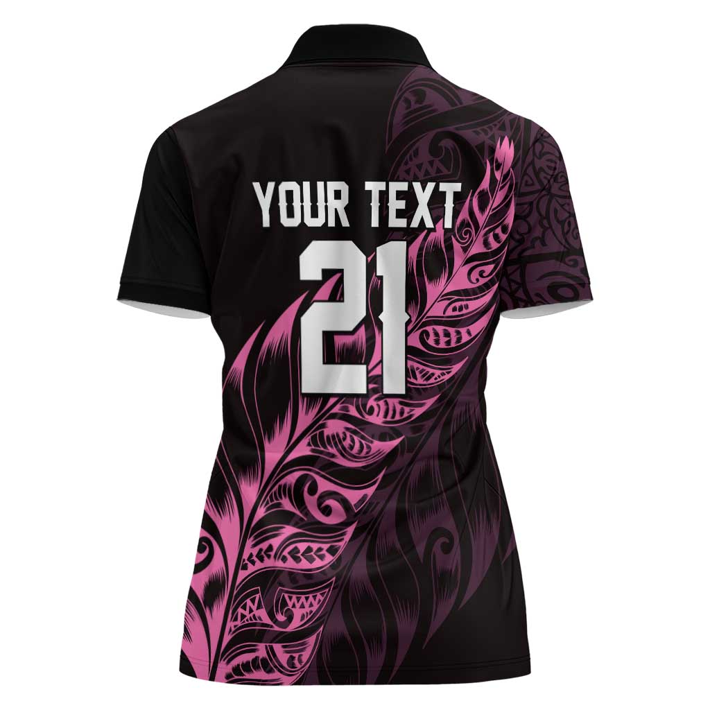 New Zealand Lawn Bowls Custom Women Polo Shirt Pink Maori Warrior Tribal Silver Fern - Aussie Hoodie