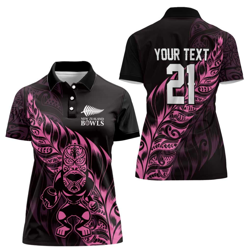 New Zealand Lawn Bowls Custom Women Polo Shirt Pink Maori Warrior Tribal Silver Fern - Aussie Hoodie