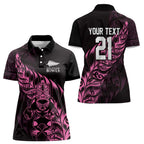 New Zealand Lawn Bowls Custom Women Polo Shirt Pink Maori Warrior Tribal Silver Fern - Aussie Hoodie