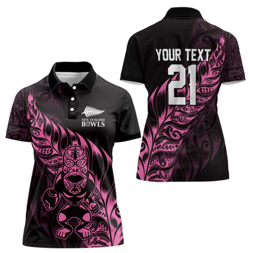 New Zealand Lawn Bowls Custom Women Polo Shirt Pink Maori Warrior Tribal Silver Fern - Aussie Hoodie