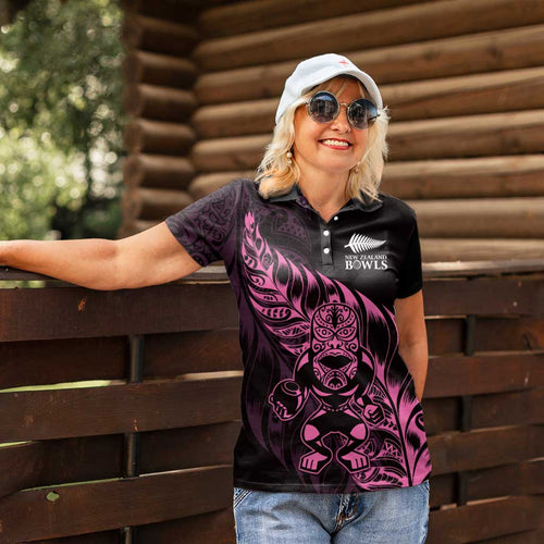 New Zealand Lawn Bowls Custom Women Polo Shirt Pink Maori Warrior Tribal Silver Fern - Aussie Hoodie