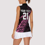 New Zealand Lawn Bowls Custom Women Sleeveless Polo Shirt Pink Maori Warrior Tribal Silver Fern - Aussie Hoodie