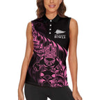New Zealand Lawn Bowls Custom Women Sleeveless Polo Shirt Pink Maori Warrior Tribal Silver Fern - Aussie Hoodie