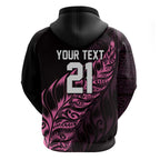 New Zealand Lawn Bowls Custom Zip Hoodie Pink Maori Warrior Tribal Silver Fern - Aussie Hoodie