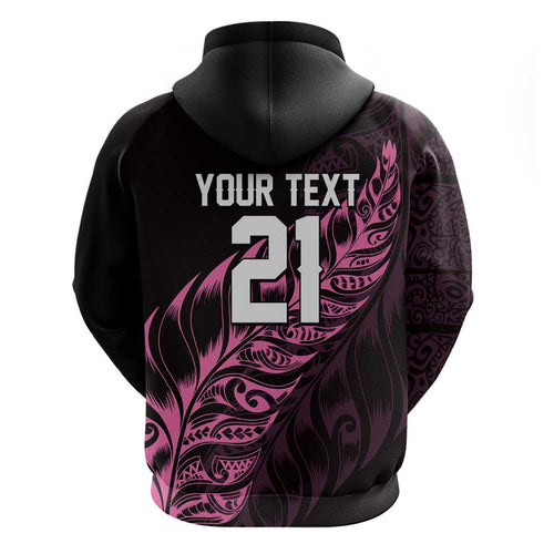 New Zealand Lawn Bowls Custom Zip Hoodie Pink Maori Warrior Tribal Silver Fern - Aussie Hoodie