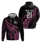 New Zealand Lawn Bowls Custom Zip Hoodie Pink Maori Warrior Tribal Silver Fern - Aussie Hoodie