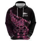 New Zealand Lawn Bowls Custom Zip Hoodie Pink Maori Warrior Tribal Silver Fern - Aussie Hoodie