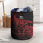 New Zealand Lawn Bowls Laundry Basket Red Maori Warrior Tribal Silver Fern - Aussie Hoodie