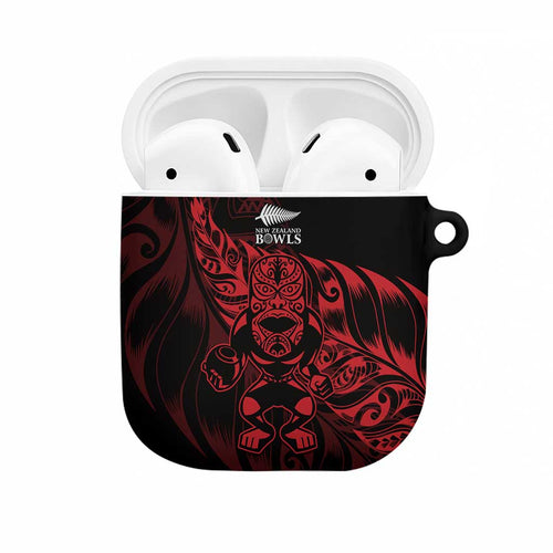 New Zealand Lawn Bowls AirPods Case Red Maori Warrior Tribal Silver Fern - Aussie Hoodie