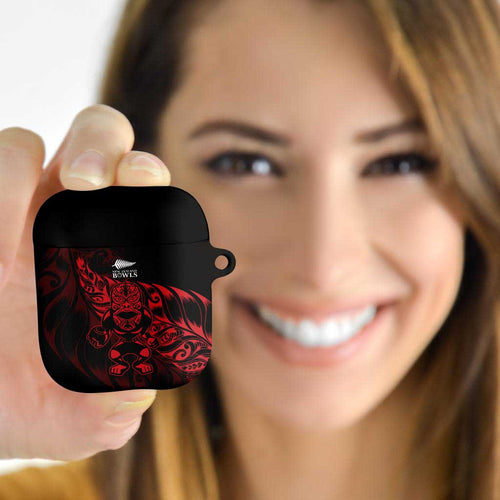 New Zealand Lawn Bowls AirPods Case Red Maori Warrior Tribal Silver Fern - Aussie Hoodie
