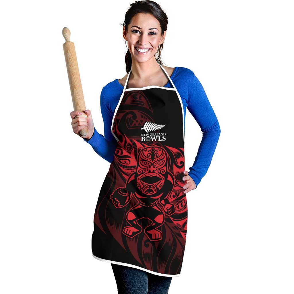 New Zealand Lawn Bowls Apron Red Maori Warrior Tribal Silver Fern - Aussie Hoodie