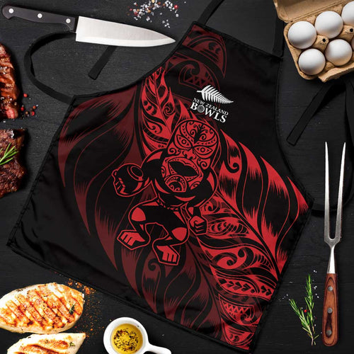 New Zealand Lawn Bowls Apron Red Maori Warrior Tribal Silver Fern - Aussie Hoodie