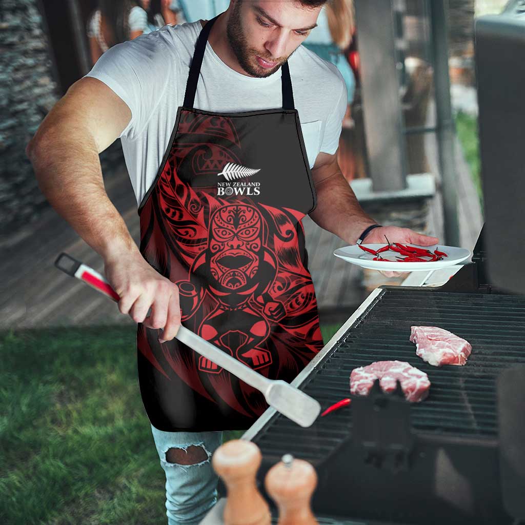 New Zealand Lawn Bowls Apron Red Maori Warrior Tribal Silver Fern - Aussie Hoodie