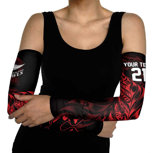 New Zealand Lawn Bowls Custom Arm Sleeves Red Maori Warrior Tribal Silver Fern - Aussie Hoodie