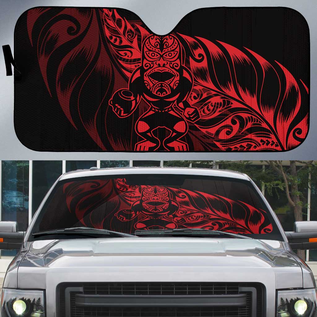 New Zealand Lawn Bowls Auto Sun Shade Red Maori Warrior Tribal Silver Fern - Aussie Hoodie