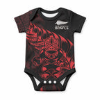 New Zealand Lawn Bowls Custom Baby Onesie Red Maori Warrior Tribal Silver Fern