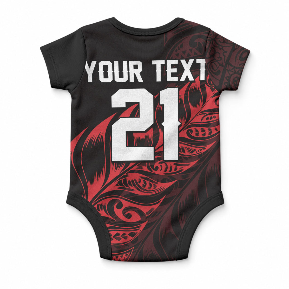 New Zealand Lawn Bowls Custom Baby Onesie Red Maori Warrior Tribal Silver Fern