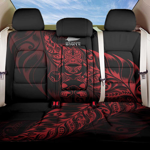 New Zealand Lawn Bowls Back Car Seat Cover Red Maori Warrior Tribal Silver Fern - Aussie Hoodie