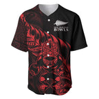 New Zealand Lawn Bowls Custom Baseball Jersey Red Maori Warrior Tribal Silver Fern - Aussie Hoodie