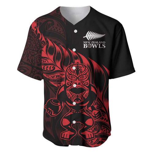 New Zealand Lawn Bowls Custom Baseball Jersey Red Maori Warrior Tribal Silver Fern - Aussie Hoodie