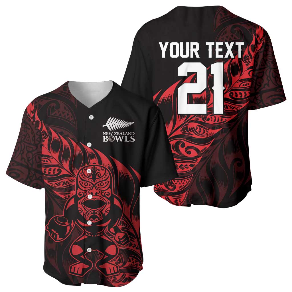 New Zealand Lawn Bowls Custom Baseball Jersey Red Maori Warrior Tribal Silver Fern - Aussie Hoodie