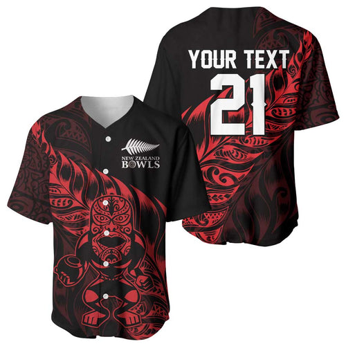 New Zealand Lawn Bowls Custom Baseball Jersey Red Maori Warrior Tribal Silver Fern - Aussie Hoodie