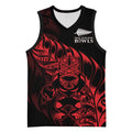 New Zealand Lawn Bowls Custom Basketball Jersey Red Maori Warrior Tribal Silver Fern - Aussie Hoodie