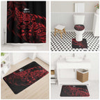 New Zealand Lawn Bowls Bathroom Set Red Maori Warrior Tribal Silver Fern - Aussie Hoodie
